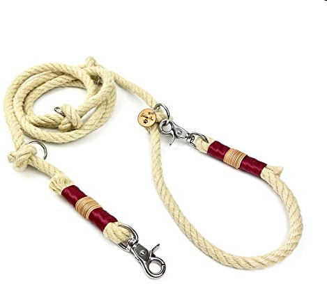 Hundeleine für große Hunde | extra stark bis 90 kg mit Premium Edelstahl Scheren-Karabiner | Angsthunde, aggressive Hunde | Führ-Leine & Schlepp-Leine | reißfest, verstellbar (Bordeaux)