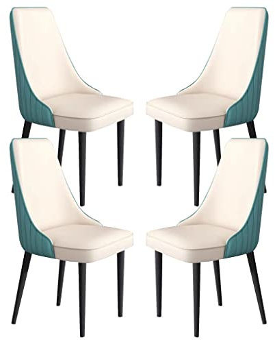 FLEPYHB Esszimmerstühle für Die Küche, Küchen-Esszimmerstühle, 4er-Set, Mikrofaser-Leder, Frisiertisch, Make-Up-Stuhl, Stabile Beine aus Carbonstahl, Wohnzimmerstühle
