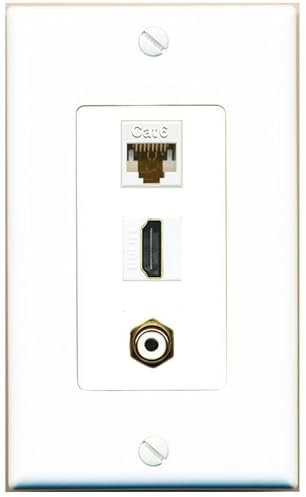 RiteAV Placa de pared hembra de 1 puerto HDMI RCA-blanco [blanco]
