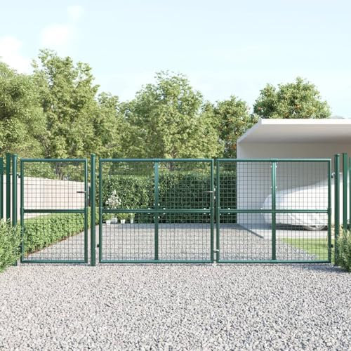 Xichuzi Mesh-Gartentor Grün 400x175 cm Verzinkter Stahl, Gartentor, Gartentür, Gartentüren, Tor Garten, Gartentüren, Garten Tore, Flügeltore
