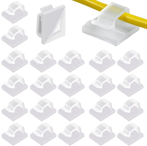 100 Pcs Self-Adhesive Cable Clips – Flat Cable Organizer for Desk, Office, and Home – Easy Wire Management for Computer, TV, and Phone Cables