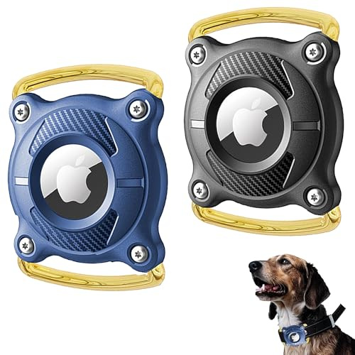 XSQD 2 st Airtag hund, vattentät Airtag hundhalsband för katt, bärbar anti-förlust skyddskåpa, rostfritt stål anti-fall GPS Tracker hund, lämplig för hundar, katter, bagage, ryggsäck