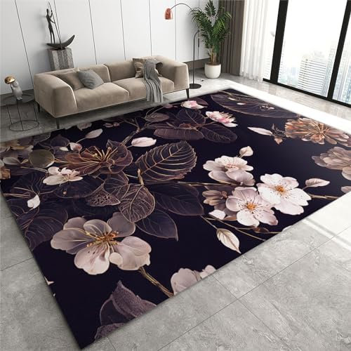 Tappeto retrò con fiori di pesco europeo pastorale rosa floreale lavabile in lavatrice tappeto morbido e peluche per soggiorno camera da letto 160 x 230 cm