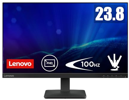 Lenovo L24-41 Monitor 23.8 FHD (1920x1080), IPS, 100Hz, Regolabile, Porte HDMI 2.1 e VGA, Cavo HDMI incluso - Raven Black