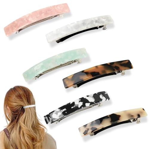KEYRI 6 Pièces Barrette Cheveux Accessoires Cheveux Fille Barettes Cheveux Pince Cheveux Femme Noeud Cheveux Femme Coloré Pinces Automatiques pour Filles et Femmes (Six Couleurs, Série B)