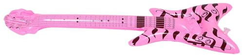 FRCOLOR Chitarra Gonfiabile Giocattolo in Pvc Rosa Design Realistico e Leggero, Accessorio Versatile per Feste a Tema Rock And Roll e Giochi