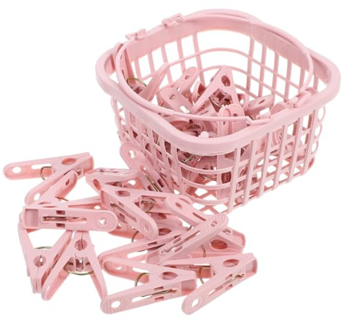 SUPVOX Pinces à Linge en ABS Lot de 30 avec Panier, Clips Coupe-Vent pour couvertures et Courtepointe, Usage intérieur et extérieur