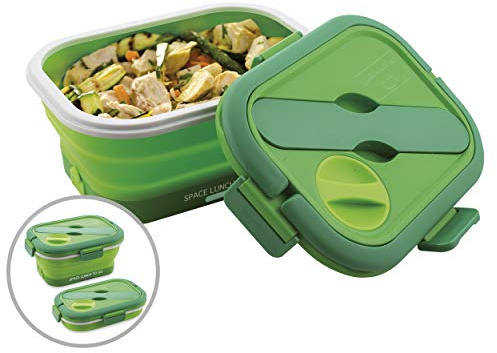 Macom Just Kitchen 865 Space Lunch to go Rechaud Elektro zusammenklappbar platzsparend, 35 Watt, grün/weiß
