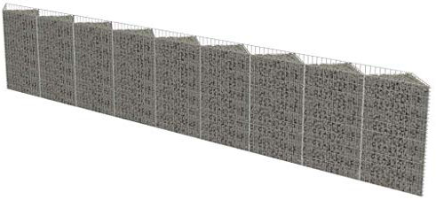 tidyard Gabionenwand mit Pflanzkasten 630×30×100 cm aus Verzinkter Stahl, Silbern, für Stützmauern Gartenzaun