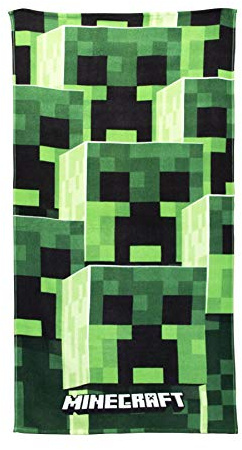 Minecraft Official Towel | Tower Design | Super Soft Feel 100% Cotton | Perfect for The Bath, Beach & Swimming Pool, Grey 140 x 70cm