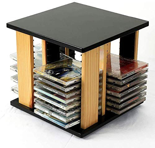 CLQ Cd-Lagerregal Cd-Lagerregal Desktop-Cd-Regal 360 Grad Drehbares Cd-Cd-Fach Ps4 Cd-Aufbewahrungstasche DVD-Halter Finishing-Rack, Schwarz