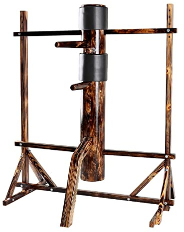 Geniqua Dark Walnut Walnut Wood Wing Chun Adjustable Frame Target Training Dummy IP Man Martial Arts Traditional Mook Yan Jong Kung Fu