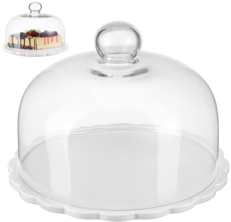 Cabilock Tortenplatte Mit Deckel Aus Glas Und Keramik Schutzkuchenabdeckung Für Dessert Kuchen Und Snacks Runde Kuchenhaube Staubsicher Für Küche Und Party 9.25X9.25X6.50 Zoll