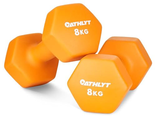 Athlyt Neoprene Dip Dumbbell Set, 2 x 8kg, Orange