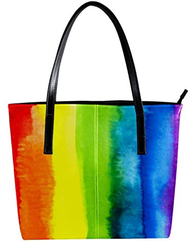 Schultertasche, leicht, lässig, Schultasche, Lehrertasche, Handtasche, Geldbörse, abstrakt, bunt, Regenbogen-Malerei, Mehrfarbig