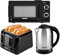 Geepas Electric Kettle 4 Slice Bread Toaster & Microwave Kitchen Set | 1500W 1.8L Cordless Jug Kettle | 1400W Toaster with 6 Level Browning Control | 700W Solo Manual Dial Microwave 20L | Stylish Set