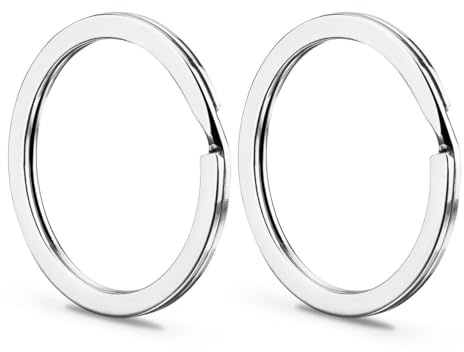 Gimars 20 Pcs Porte-clés en 316 Acier Inoxydable, Anneaux Ф30mm Plats Homme et Polyvalents pour Tous les Types de Clés, Porte Clef Mousquetons pour Bricolage, Organisation, Cadeaux, Argenté