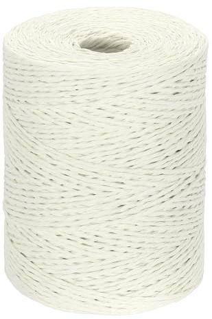PATIKIL Filo Rafia Cotone Naturale 328 Iarde, Nastro Carta Rafia All'Uncinetto per Cappello da Sole Fai da Te Borsa da Spiaggia Uncinetto Avvolgimento Filati Maglia, Bianco Latte