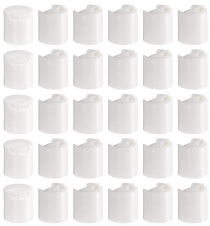 QUARKZMAN 30pz PP Disco Superiore Tappi 18/410 Tappi Ricambio Pressa Coperchi Durevoli Erogatori per Bottiglie da Spremere Bottiglie Ricaricabili Plastica Bottiglie Vuote Shampoo Bianco