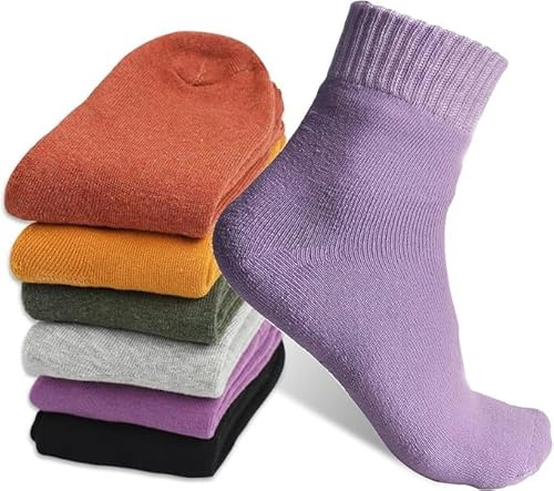 GOWTX 6 Pares Calcetines de Tripulación Transpirables Mujer Deportivos, Calcetines de Trabajo Comodos Suaves, Calcetines Termicos de Invierno Antiampollas para Exteriores Senderismo 35-39