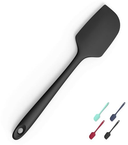Doosu Food Grade Silicone Spatula, 315℃ Heat Resistant Flexible Kitchen Rubber Bowl Scraper Integrated Seamless Baking Supplies for Scraping Non-Stick Pans (28.9cm, Black)