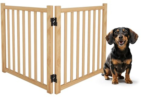 Pshelfy Puerta de Madera para Perros, Puerta Independiente, Valla de protección Interior, Plegable, Cocina, Pasillo, Sala de Estar, Puerta de Escalera, colocación de Esquina, Adecuada para Perros