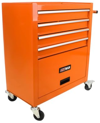 4-Drawer Heavy-Duty Rolling Tool Chest with Wheels, Steel Storage Organizer Cart with Handle, Metal Tool Cabinet for Garage, Workshop, and Repair Shop