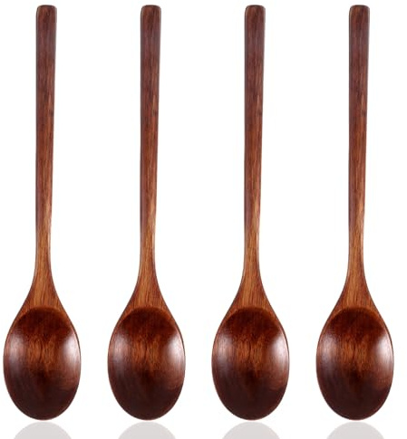 23.5cm Wooden Spoon for Serving Holzlöffel Esslöffel, 4 Stück Holzlöffel Zum Kochen Lange Löffel Zum Rühren Holzschöpflöffel Natürliches Für Suppe Tafellöffel Soda Marmelade Essen Mischen Rühren