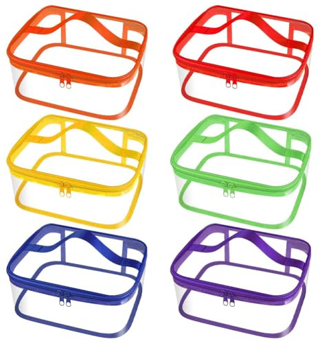 Yuragim 6 stycken leksaksförvaringsväska, transparent leksaksväska PVC-förvaringsväska med dragkedja och handtag för block och barnböcker