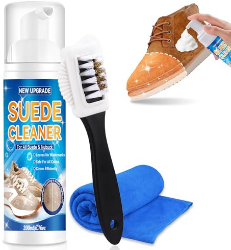 Vigorder Suede Cleaner Kit 200ml with Brush & Towel for Nubuck Shoes | Powerful Cleaning, Stain Removal, Gentle Formula, Refreshes Materials, Restores Appearance, Leather Care, Fabric Cleaning