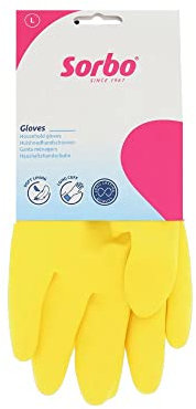 Sorbo Large Household Gloves, Latex Washing Up Gloves with Extra Long Cuff, Super Soft Flock Lining, Durable and Long Lasting Quality, Yellow, 1 Pair