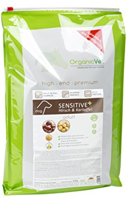 OrganicVet hund torrfoder Sensitive + spritfri hjortar och potatis, 1-pack (1 x 10 kg)
