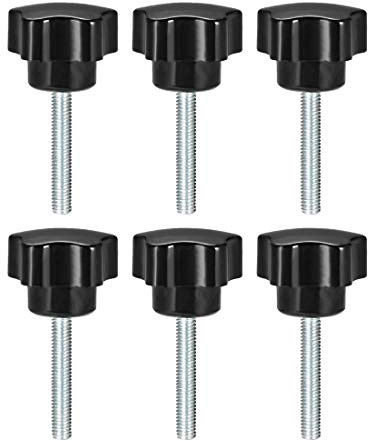 sourcing map 6 Stück Sterngriffschraube M5 x 40mm Schrauben mit Griff Rändelschraube Flügelschrauben Sternkopfschraube Sterngriffmutter 25mm Klemmknopf für Werkzeugmaschine Maschine, Schwarz