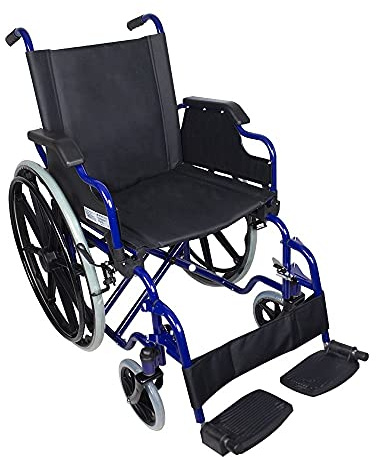 Mobiclinic, Faltrollstuhl, Giralda, Europäische marke, Rollstuhl für ältere und behinderte, Klapparmlehnen abnehmbare fußstützen, Selbstfahrend, Leichtgewicht, Blau, Sitzbreite 46 cm