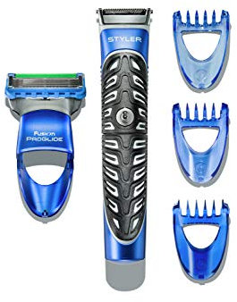 Gillette Fusion ProGlide All Purpose Styler Men's Razor + Shaving Gel Gift Set, 200 ml, with 3 Trimmer Combs, Wet & Dry, 100% Waterproof
