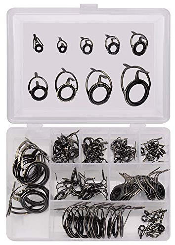 VOANZO 85 Pièces Kit de Réparation de Canne à Pêche - Guides en Céramique, Acier Inoxydable et Carbone pour Canne à Lancer et Appât