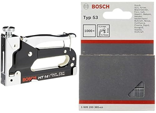 Bosch Professional Handtacker HT 14 (Holz, Klammertyp 53) & 1609200365 1000 Tackerklammern 8/11,4 mm Typ5