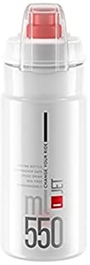 Elite Jet Plus Transparente con logo rojo 550 ml – Botella de agua para ciclismo – Aislamiento mejorado sin BPA Biodegradable – Para carretera MTB Gravel