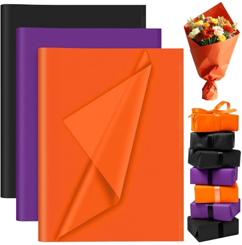 PLULON 60 Blatt Seidenpapier Bulk, Geschenkpapier Seidenpapier Blätter zum Verpacken Geburtstag Geschenkpapier Halloween Partydekorationen
