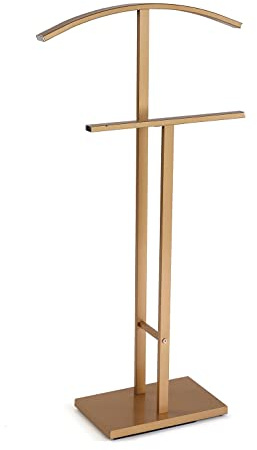 Versa Lund Moderner und multifunktionaler Herrendiener mit 2 Haken oder Aufhängern für Männer- oder Damenkleidung, Maßnahmen (H x L x B) 100 x 20 x 52 cm, Stahl, Farbe: Gold