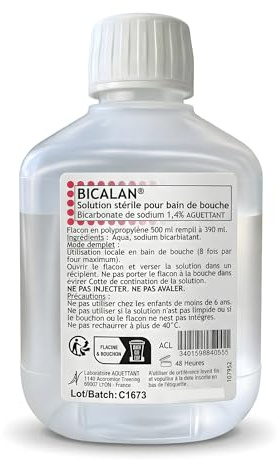 Solución estéril para enjuague bucal Bicalan, 390 ml, para la boca sensible, ayuda con el mal aliento, estéril y listo para usar, limpieza bucal suave e higiene bucal equilibrada