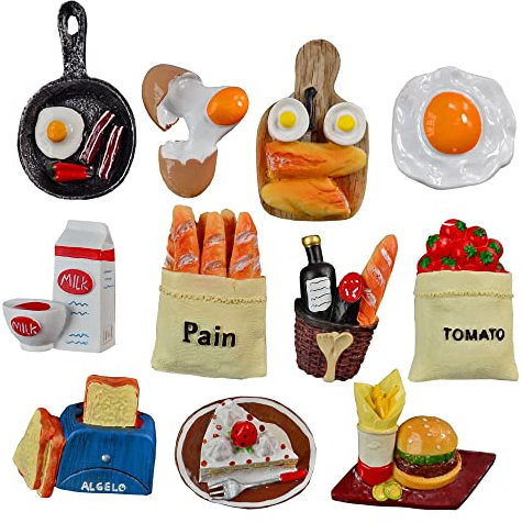 MZSX Decorative Refrigerator Magnets, 3D Food Resin food Magnets, Kid's Drawing, Magnetic Whiteboard, Photo, Map, Office Magnets, Home Decoration, Dry Erase Board, 6x6cm, 11Pcs