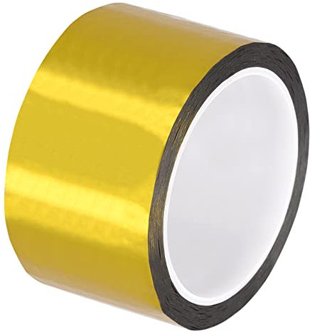 sourcing map Dorado Tono Metalizado Cinta 2 Pulgadas x 55 Yardas Decoración Cinta para Detalle Decorativos Pared, Gráficas Artes
