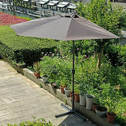 RTYUIO Parasol Demi Rond Parasol Pare-Soleil Parasol De Patio De Jardin avec Manivelle, Parapluie De Magasin Rectangulaire pour L'extérieur, Balcon, Plage, Jardin, sans Socle (Color : Grey)
