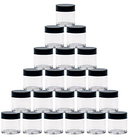 21pcs 10 Gram 10ml Jars, Sample Pots, Mini Jars With Lids, Clear Round Plastic Jar With 2 Mini Spatulas For Various Cosmetic Products, Samples， Eye Shadow Lip Balm, and Nail Powder