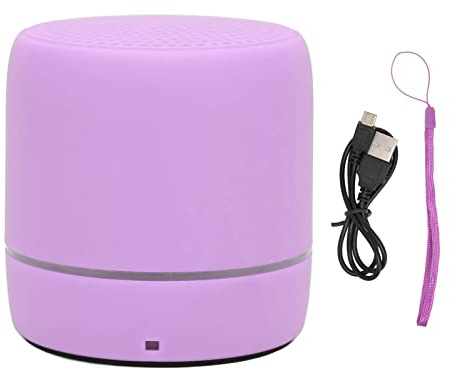 Elprico Tragbarer Bluetooth-Lautsprecher, Bluetooth5.0-Stereolautsprecher Klarer Stereo-Minilautsprecher mit Satten Bässen und Farbigen Lichtern für Den Außenbereich(Lila)