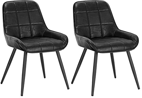 WOLTU Esszimmerstühle 2er Set, Küchenstühle gepolstert | ergonomisch mit Rückenlehne, Kunstleder, für Wohnzimmer Küche Esszimmer, Schwarz