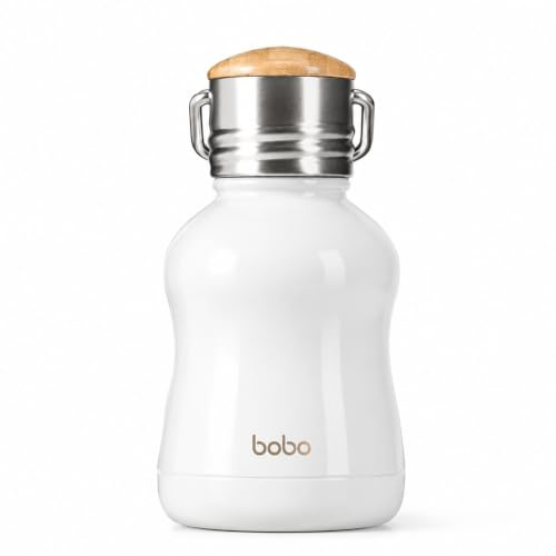 YOHKOH Mini bouteille d'eau isotherme avec couvercle en bambou – Bouteille d'eau thermos en acier inoxydable pour femmes, filles, enfants, bouteille d'eau chaude et froide de sport en métal