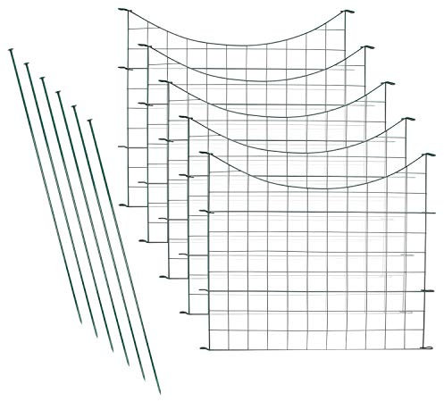 Tubiaz 10x Teichzaun Gartenzaun Komplettset - Gartenzaun Metall 22 Zaunelemente - Zaun für den Garten, Gitterzaun Set Zaun Garten - Zaun für Hunde (10x Unterbogen, Grün)