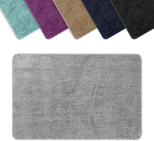 Vinsani Bath Mat Non Slip Bathroom Mat Thickened Fluffy Microfiber Machine Washable Shower Rug Ultra Soft Water Absorbent For Home Bathroom Kitchen – Light Grey (50 x 80cm)